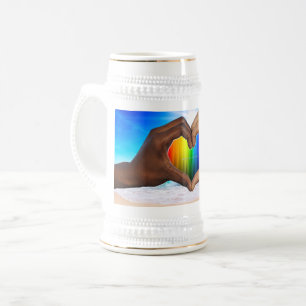SlipperyJoe lebendiger Regenbogenfarbverlauf Herz Bierglas