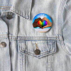 SlipperyJoe lebendiger Regenbogenfarbverlauf Herz Button