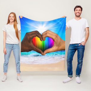 SlipperyJoe lebendiger Regenbogenfarbverlauf Herz  Fleecedecke