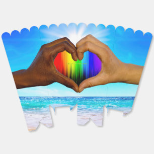 SlipperyJoe lebendiger Regenbogenfarbverlauf Herz Geschenkschachtel