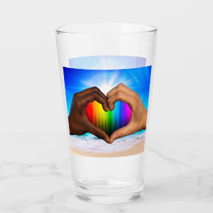 SlipperyJoe lebendiger Regenbogenfarbverlauf Herz  Glas