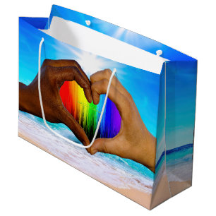 SlipperyJoe lebendiger Regenbogenfarbverlauf Herz Große Geschenktüte