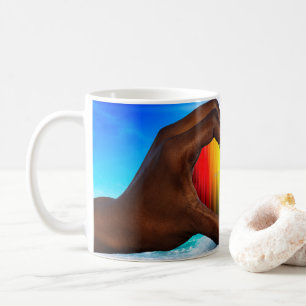 SlipperyJoe lebendiger Regenbogenfarbverlauf Herz  Kaffeetasse