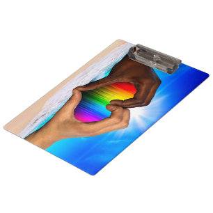 SlipperyJoe lebendiger Regenbogenfarbverlauf Herz Klemmbrett