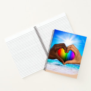 SlipperyJoe lebendiger Regenbogenfarbverlauf Herz Notizbuch