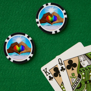 SlipperyJoe lebendiger Regenbogenfarbverlauf Herz  Pokerchips