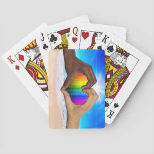 SlipperyJoe lebendiger Regenbogenfarbverlauf Herz  Spielkarten