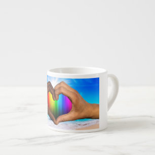 SlipperyJoe lebendiger Regenbogenverlauf Herz inte Espressotasse