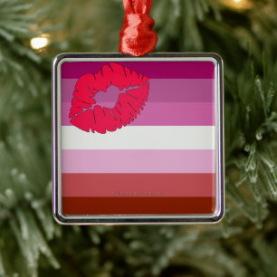SlipperyJoe Lippenstift lesbische Pride-Flagge fem Ornament Aus Metall