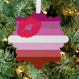 SlipperyJoe Lippenstift lesbische Pride-Flagge fem Ornament Karte