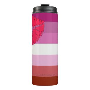 SlipperyJoe Lippenstift lesbische Pride-Flagge fem Thermosbecher