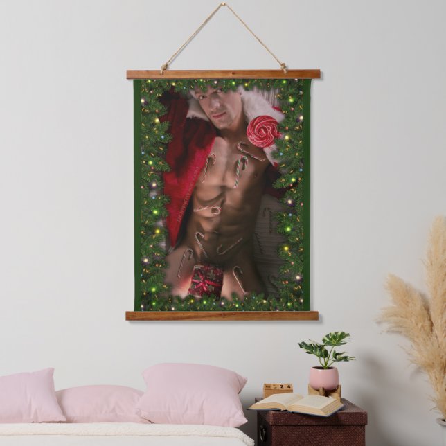 SlipperyJoe männliche Brustkorb Sechserpack Bauchs Wandteppich Mit Holzrahmen (Schlafzimmer)
