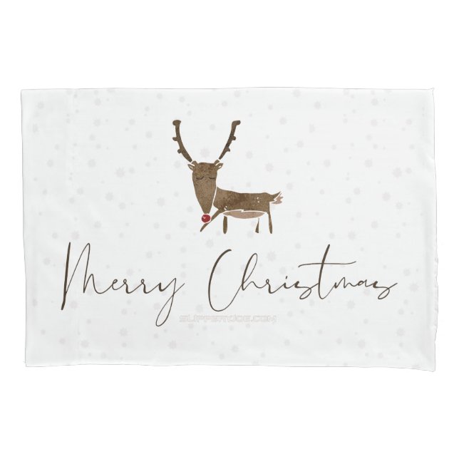 SlipperyJoe Merry Weihnachtsrentiere rote Nase ant Kissenbezug (Vorderseite)