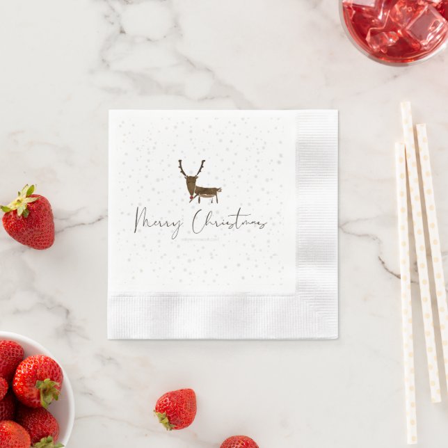 SlipperyJoe Merry Weihnachtsrentiere rote Nase ant Serviette (Beispiel)
