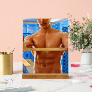 SlipperyJoe Musculus man abs locker Raum gekachelt Acrylschild