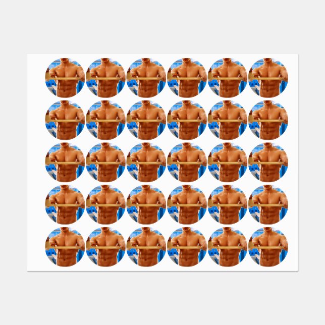 SlipperyJoe Musculus man abs locker Raum gekachelt Etiketten (Blatt)
