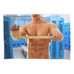 SlipperyJoe Musculus man abs locker Raum gekachelt Kissenbezug