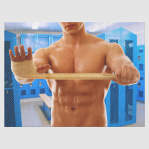 SlipperyJoe Musculus man abs locker Raum gekachelt Seidenpapier