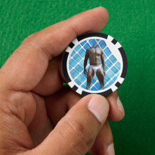 SlipperyJoe muskulöser Mann sechs Packungen abs mä Pokerchips