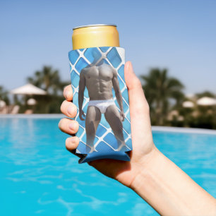 SlipperyJoe muskulöser Mann sechs Packungen abs mä Selters Dosenkühler