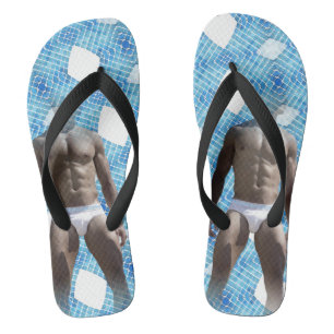 SlipperyJoe muskulöser Mann Sixpack männlich weiß  Flip Flops