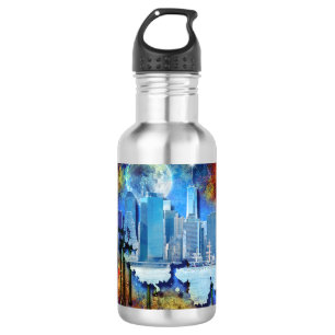 SlipperyJoe NYC Graffiti Mond umgeben von wirbelnd Edelstahlflasche