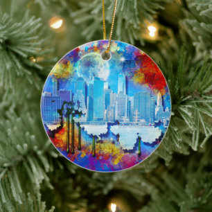 SlipperyJoe NYC Graffiti Mond umgeben von wirbelnd Keramik Ornament