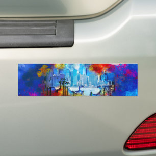SlipperyJoe NYC Graffiti-Moon umringt wirbelnd Autoaufkleber