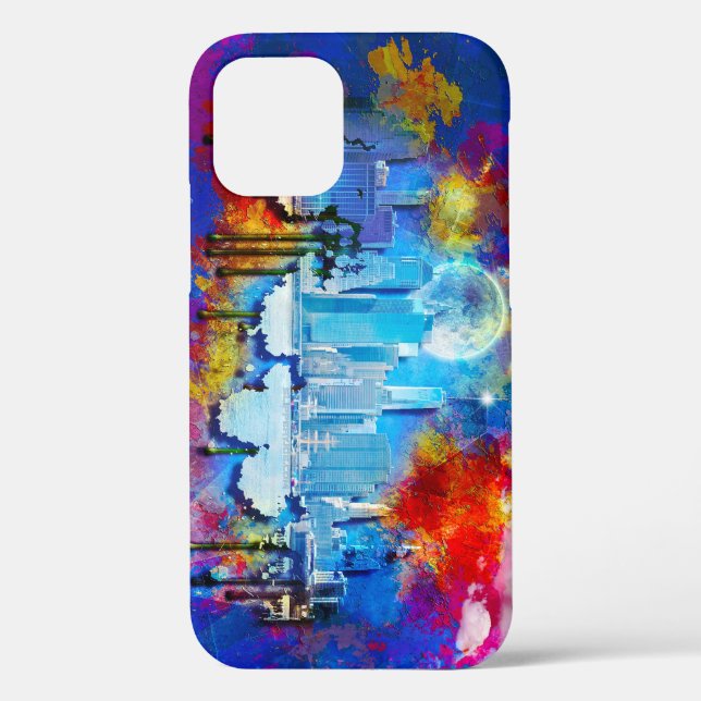 SlipperyJoe NYC Graffiti-Moon umringt wirbelnd Case-Mate iPhone Hülle (Rückseite)