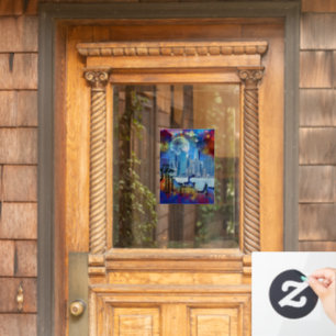 SlipperyJoe NYC Graffiti-Moon umringt wirbelnd Fensteraufkleber