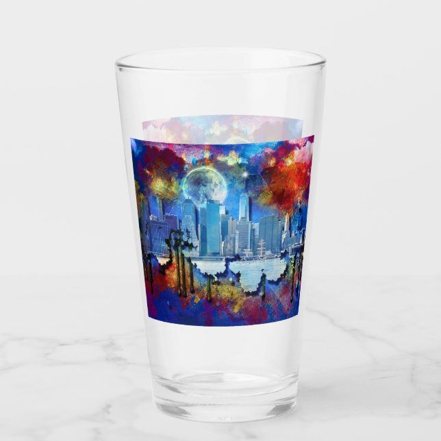 SlipperyJoe NYC Graffiti-Moon umringt wirbelnd Glas (Vorderseite)