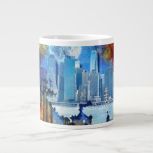SlipperyJoe NYC Graffiti-Moon umringt wirbelnd Jumbo-Tasse
