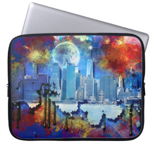 SlipperyJoe NYC Graffiti-Moon umringt wirbelnd Laptopschutzhülle