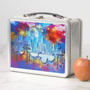 SlipperyJoe NYC Graffiti-Moon umringt wirbelnd Metall Brotdose