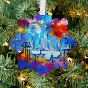 SlipperyJoe NYC Graffiti-Moon umringt wirbelnd Ornament Karte