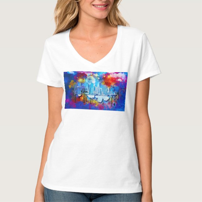 SlipperyJoe NYC Graffiti-Moon umringt wirbelnd T-Shirt (Vorderseite)