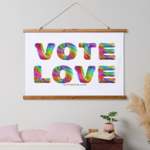 SlipperyJoe Stimme Liebe Gleichheit regenbogenfarb Wandteppich Mit Holzrahmen
