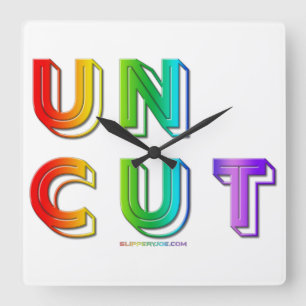 SlipperyJoe unbeschnitten lebendig lebhaft neon Re Quadratische Wanduhr