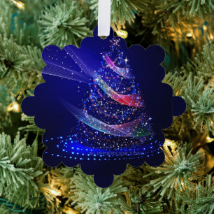 SlipperyJoe Weihnachtsbaum digital transluzent rot Ornament Karte