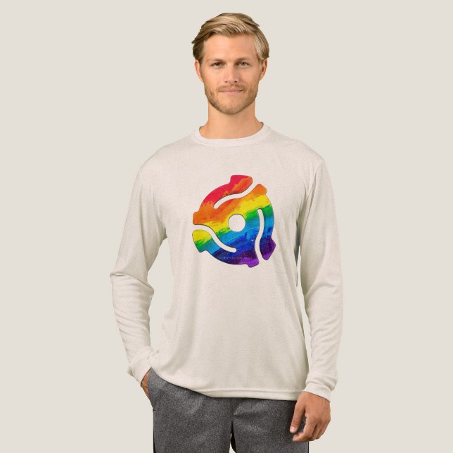 SlipperyJoe's 45-RPM-Plattenadapterschaltung Tri-Blend Shirt (Volle Vorderseite)