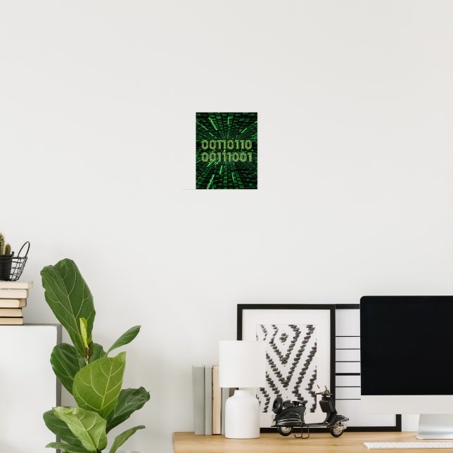 SlipperyJoe's 69 Binärkode, dynamischer grüner Com Poster (Heimbüro)