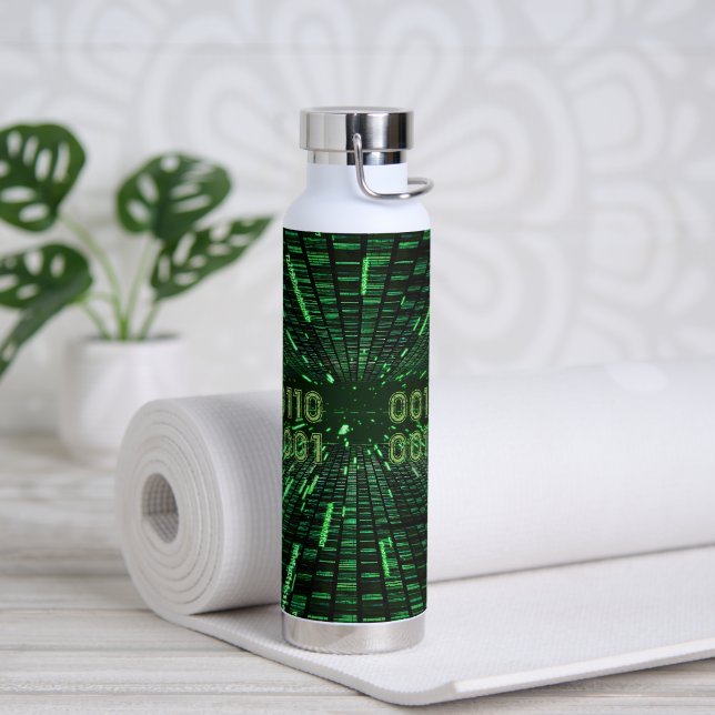 SlipperyJoe's 69 Binärkode, dynamischer grüner Com Trinkflasche (Yoga)