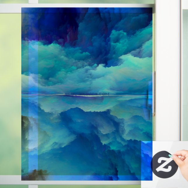 SlipperyJoe's abstraktes Cloud-Kunstwerk, farbenfr Fensteraufkleber (Zuhause)