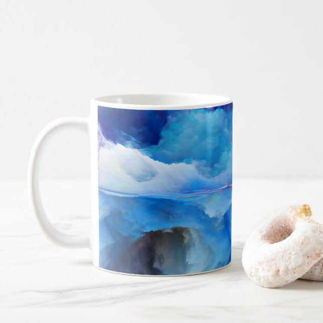 SlipperyJoe's abstraktes Cloud-Kunstwerk, farbenfr Kaffeetasse (Mit Donut)