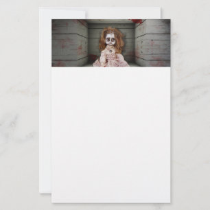 SlipperyJoe's antike gruselige Porzellanpuppe Briefpapier