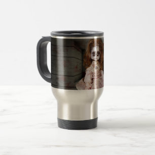 SlipperyJoe's antike gruselige Porzellanpuppe Reisebecher
