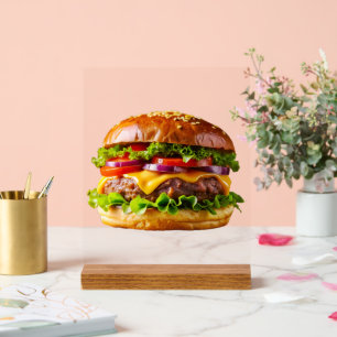 SlipperyJoe's appetitlicher Cheeseburger knusprig Acrylschild