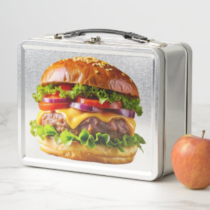 SlipperyJoe's appetitlicher Cheeseburger knusprig Metall Brotdose