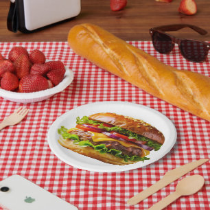 SlipperyJoe's appetitlicher Cheeseburger knusprig Pappteller