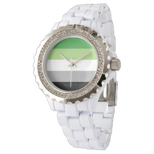 SlipperyJoe's Aromtic Pride Flag Gay Geschenke LGB Armbanduhr